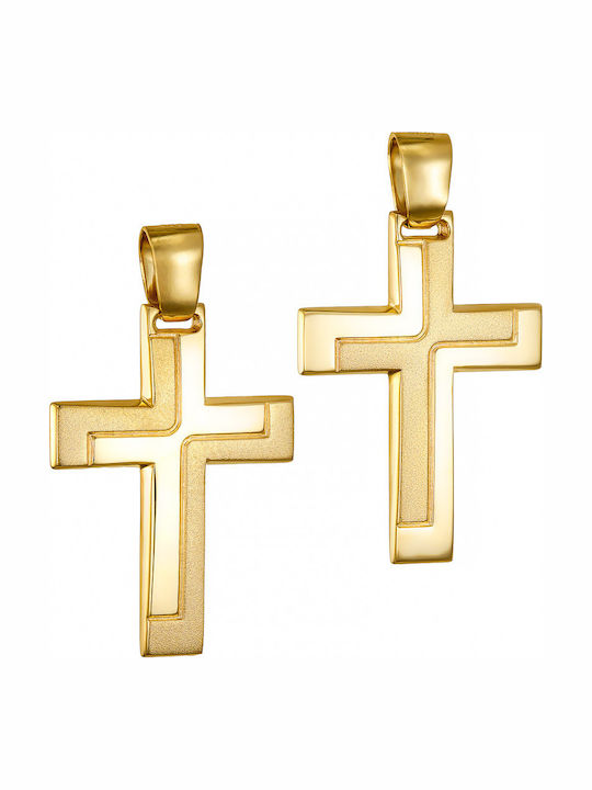 Papoulidis Jewellery Мъжки Златен Кръст 14 Карата Двулицев Без Верижка