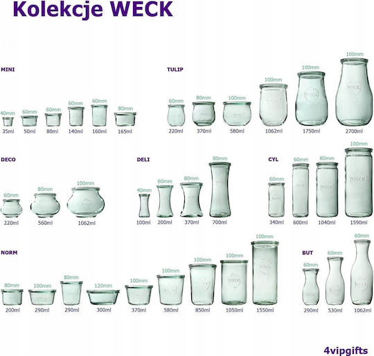 Weck Set 6 Stück Allgemeine Verwendung Lebensmittelgläser mit Deckel Glas Transparent 200ml
