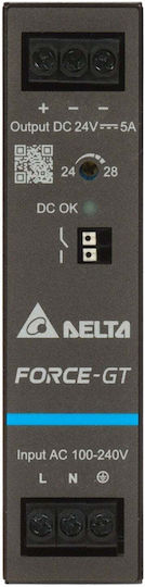 Delta DIN Rail Power Supply With 24V Output And 120W Power