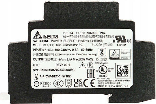 Delta DIN Rail Power Supply with 5.5V Output and 12W Power 2.4A