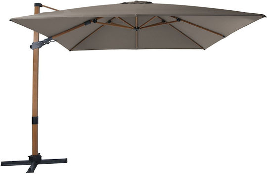 Umbrelă Pătrată Din Lemn Bej 3x3m