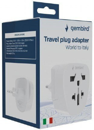 Gembird Reise-Steckdosenadapter Strom Welt > Italien 10a