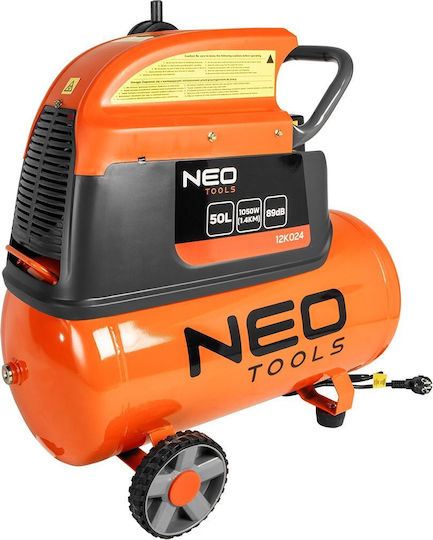 Neo Tools Μονοφασικό Κομπρεσέρ Αέρος 89dB με Αεροφυλάκιο 50lt