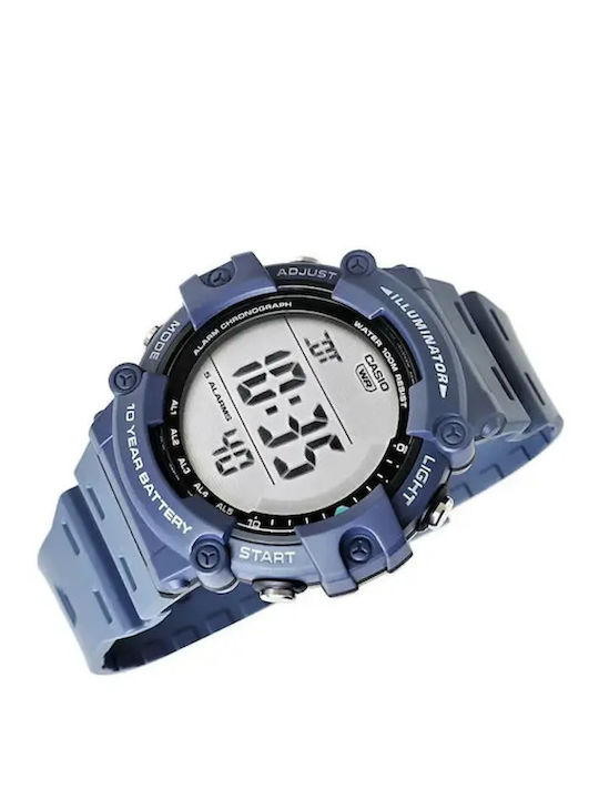 Casio Дигитален Мъжки Часовник Хронограф На Батерия с Каучукова Каишка Син / Син