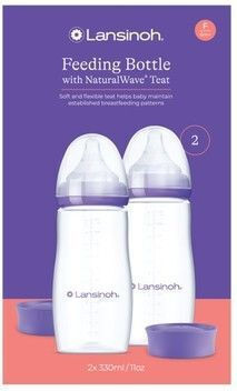 Lansinoh Set Plastic Baby Bottles Anti-colic with Silicone Teat 330ml