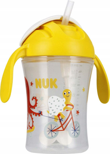 Nuk Детска Чашка с Дръжки и Сламка Motion Cup от Пластмаса Жълта 230ml