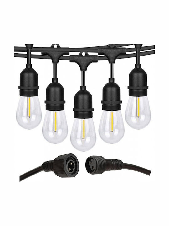 Art Wasserdichte Lichterkette IP65 20m mit 40 E27 Fassungsschrauben Warmweiß