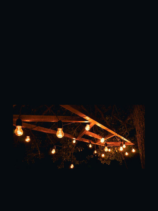 Art Wasserdichte Lichterkette IP65 20m mit 40 E27 Fassungsschrauben Warmweiß