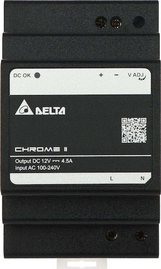 Delta DIN Rail Power Supply with 12V Output and 60W Power 4.5A