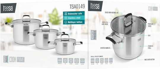 Teesa Cook Prime Cookware Set from Stainless Steel with Ceramic Coating 6 Pieces