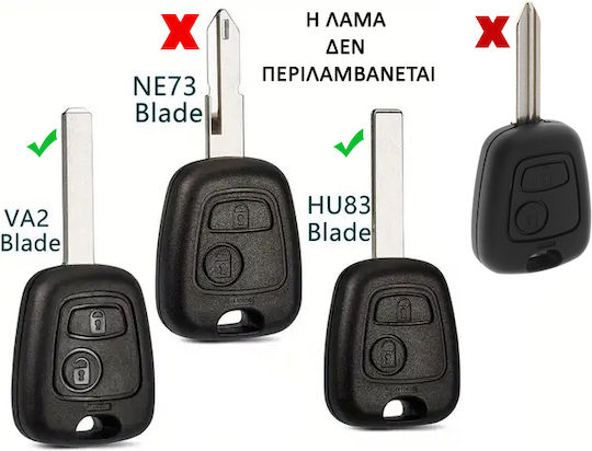 Carcasă cheie auto cu 2 butoane pentru Citroen