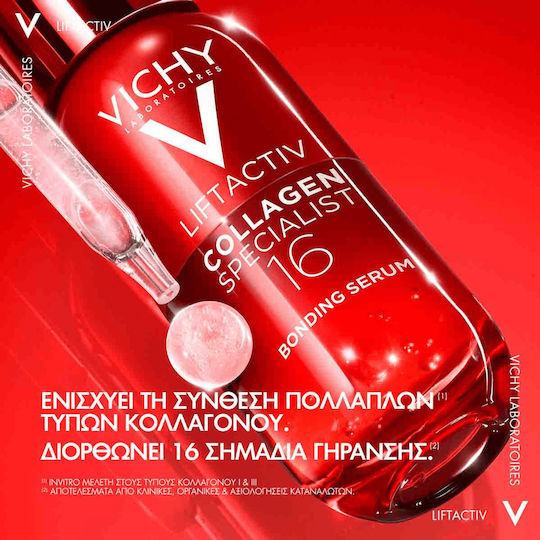 Vichy Liftactiv Collagen Specialist 16 Serum Hidratant și Anti-îmbătrânire Pentru Față cu Niacinamidă și Peptide pentru Strălucire și Tonifiere 30ml