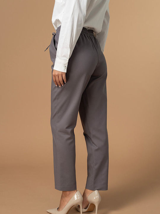 Calypso Women's Fabric Trousers in Relaxed Fit Grey