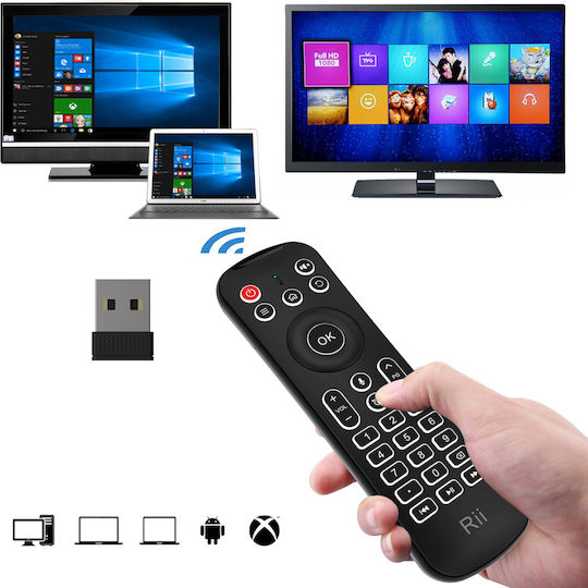 Riitek TV-Fernbedienung Kabellose Tastatur 2.4GHz Airmouse Micr