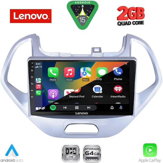 Lenovo Car Audio System for Ford Ka 2017-2024 Bluetooth USB WiFi GPS Apple CarPlay Android Auto with 9" Touch Screen