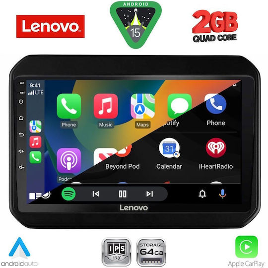 Lenovo Автомобилна Аудио Система за Suzuki Ignis 2016-2026 (Bluetooth/USB/Вграден Wi-Fi/GPS/Apple CarPlay/Android Auto) с Touch Screen 9"