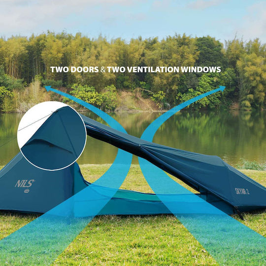 Nils Ultra Light Skyair 2 Campingzelt Iglu Klettern Blau 4 Jahreszeiten Wasserabweisung 3000mm 300x220x100cm