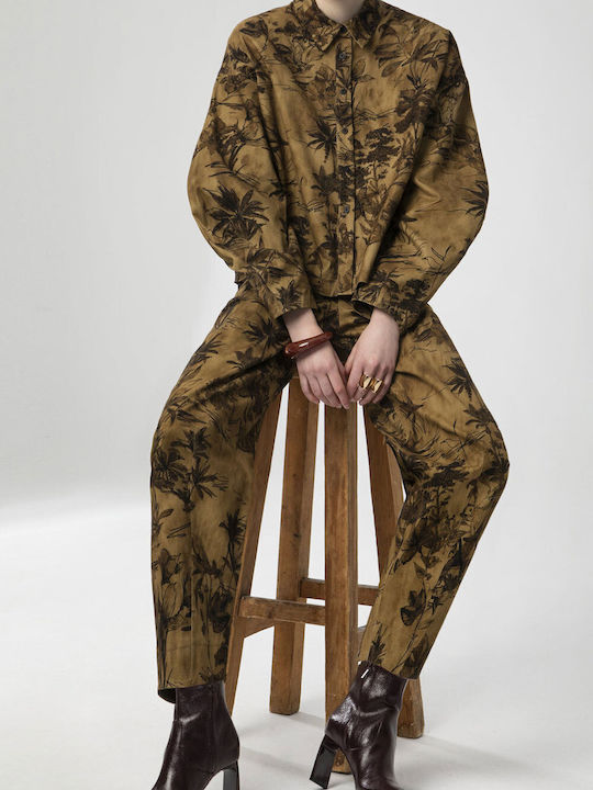 Damen Stoffhose Blumen