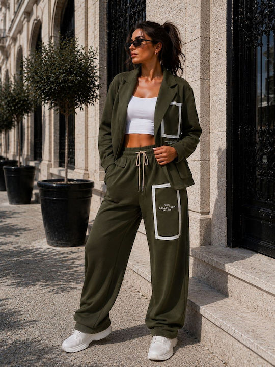 Damen Grünes Set mit Gummibandhose in Entspannte Passform