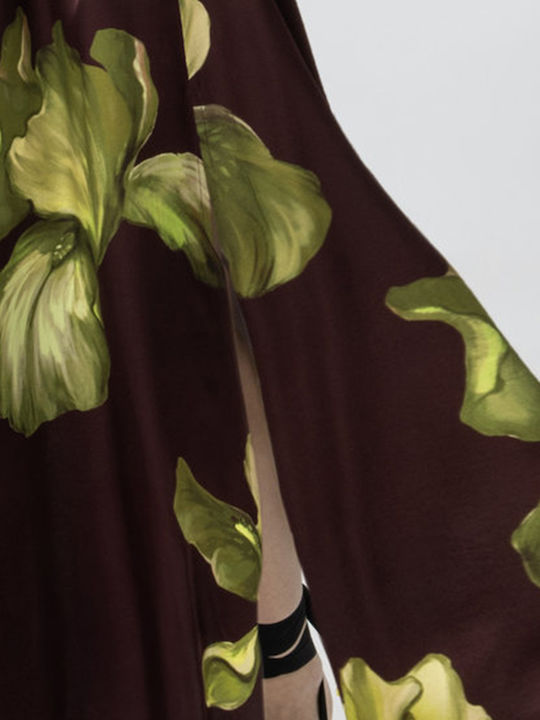 Sommer Maxi Hemdkleid Satin Blumen