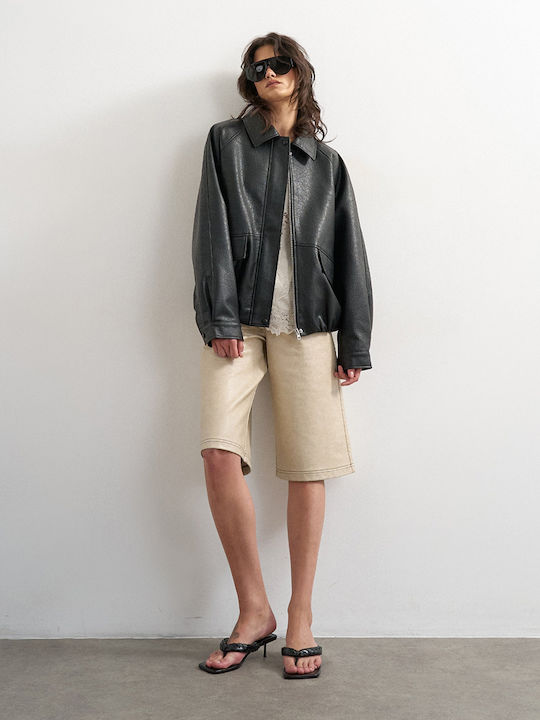 Long Women's Bomber Jacket Black