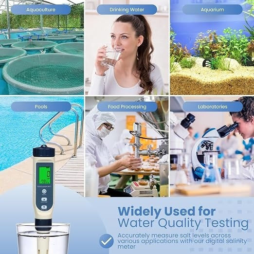 Tester Digital 5 În 1 Pentru Piscine Apă Electroliză Sare Ph Salinitate Tds Ec Măsurare Temperatură Ecran Lcd Iluminat Piscină Jacuzzi Acvariu Hidroponie