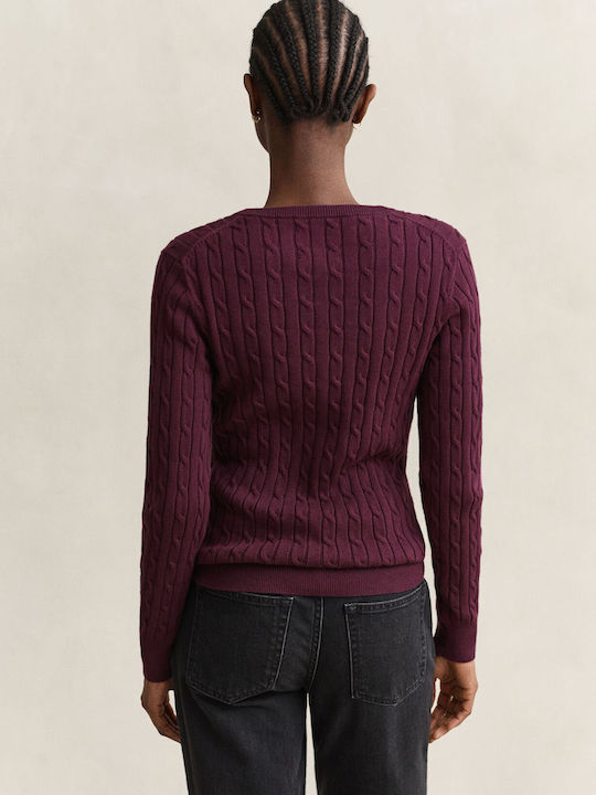 Women's Knitted Cardigan with Buttons Burgundy