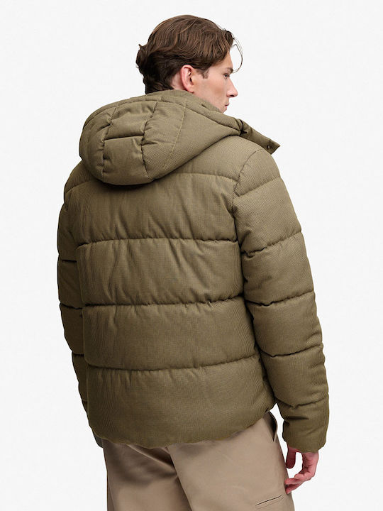 Superdry Superdry Herren Puffer Jacke Braun Heritage Check