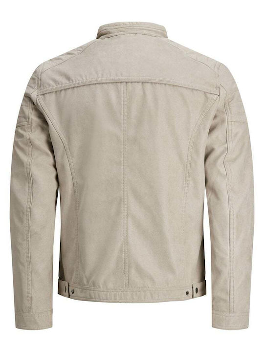 Jacket from Synthetic Leather Biker Ecru