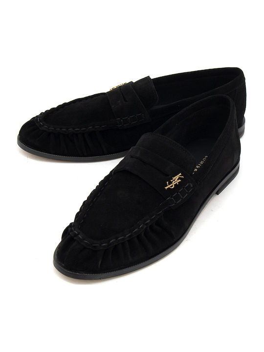 Loafers Dama din Piele în Culoare Neagră