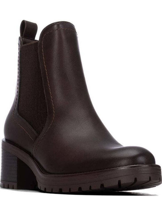 Women's Ankle Boots with Medium Heel Brown
