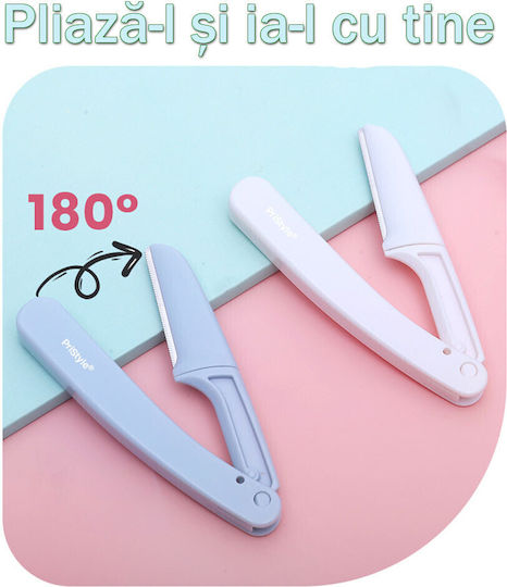 Set 6 Aparatoare Clasice Pentru Față Lamă Ascuțită Sprâncene Păr Facial Finisare Pliabile Culori Pastel PriStyle