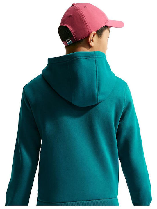 Fleece Детски Суичър с Качулка и Джобове Тюркоазен Sportswear Club
