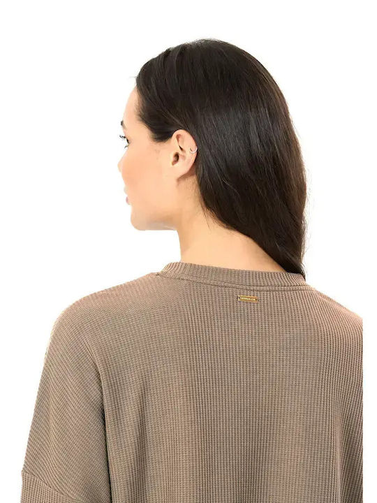 Langärmelige Beige Damenbluse