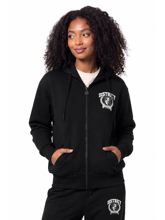 Women's Sweatshirt Cardigan Hooded Black