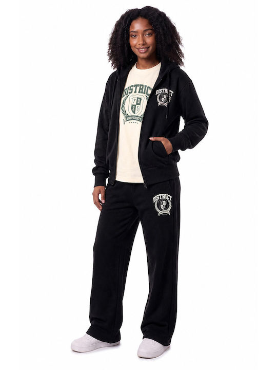 Women's Sweatshirt Cardigan Hooded Black