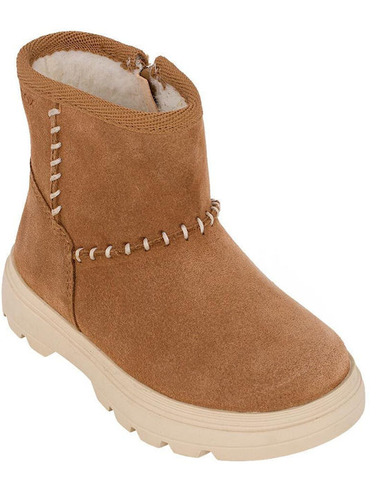 Baby Anatomic Leather Kids Ankle Boots with Zipper Brown