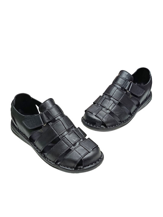 Leder Herrensandalen in Schwarz Farbe