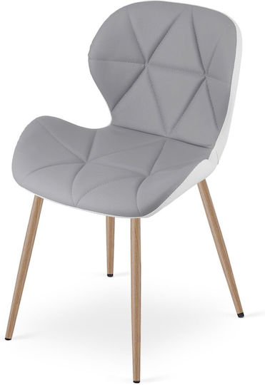 Kitchen Chairs with Artificial Leather Upholstery Gray-White 2 Pieces 61x52x41cm
