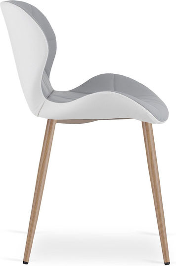Kitchen Chairs with Artificial Leather Upholstery Gray-White 2 Pieces 61x52x41cm