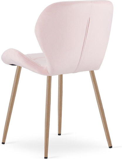 Καρέκλες Τραπεζαρίας Βελούδινες Light Pink 4τμχ
