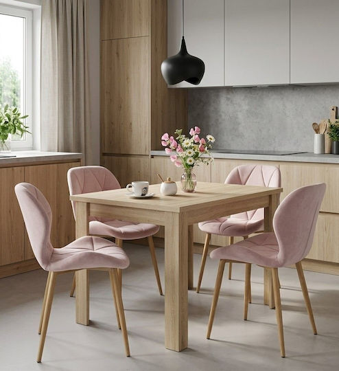 Καρέκλες Τραπεζαρίας Βελούδινες Light Pink 4τμχ