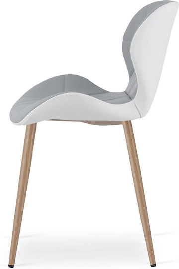 Dining Chair With Artificial Leather Upholstery Gray-White 52x47x46cm
