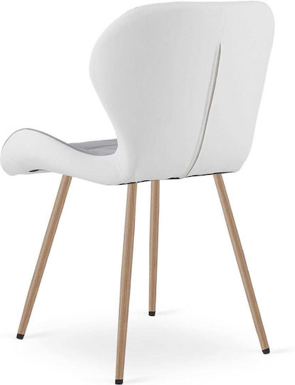 Dining Chair With Artificial Leather Upholstery Gray-White 52x47x46cm