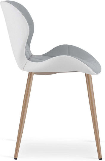 Dining Chair With Artificial Leather Upholstery Gray-White 52x47x46cm