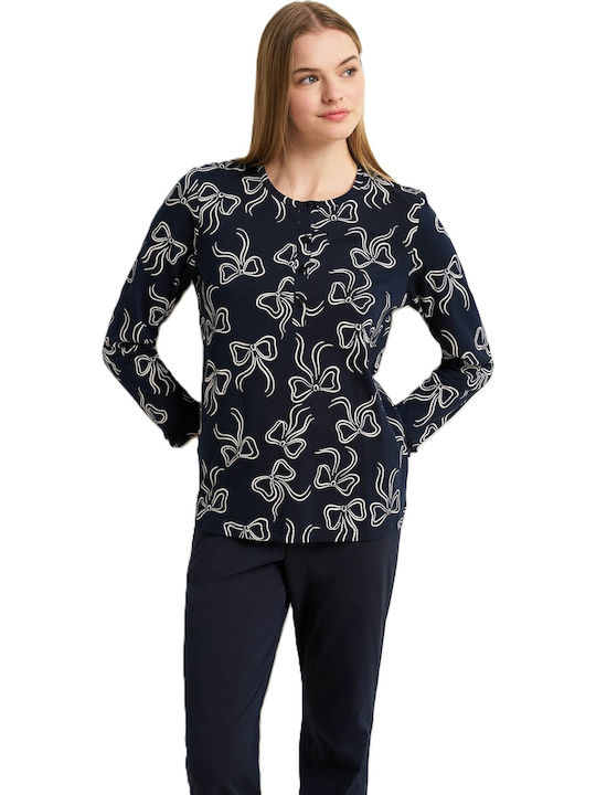 Vamp Winter Women's Pyjama Set Cotton Blue Vamp Winter Women's Pyjama Set Cotton Blue