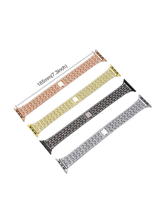 Apple Watch 42 44 45 46 49mm Xdfind Five Beads Metal Watch Strap Diamonds Black