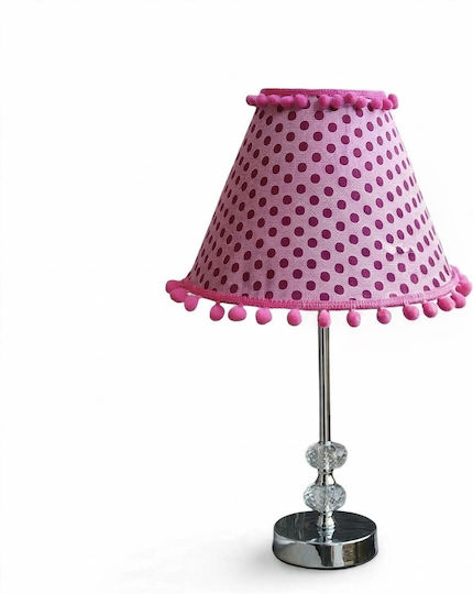Crystal Table Lamp for E27 Fitting with Pink Shade and Silver Base