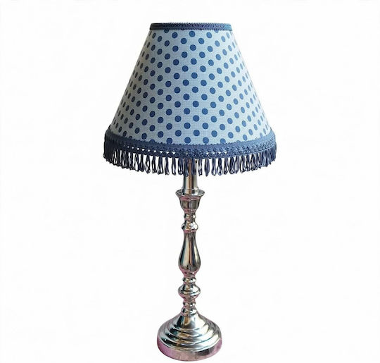 Metal Table Lamp for E27 Fitting with Blue Shade and Silver Base