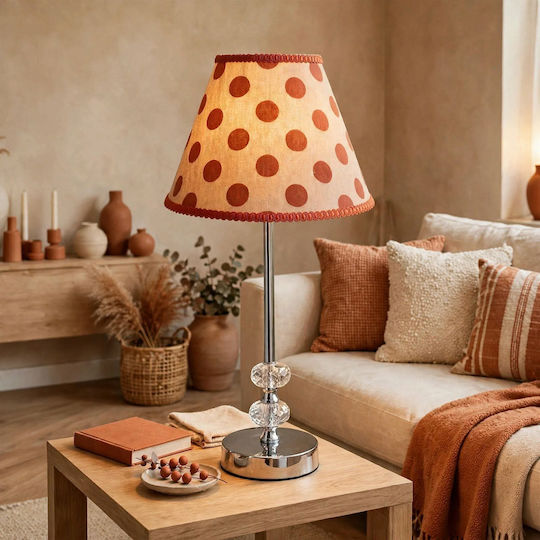 Crystal Table Lamp for E27 Fitting with Orange Shade and Silver Base